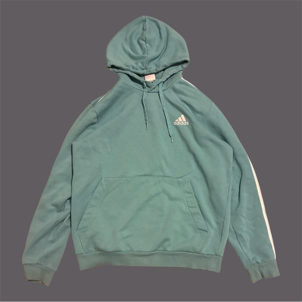 adidas Men's Green Hoodie with White Stripes